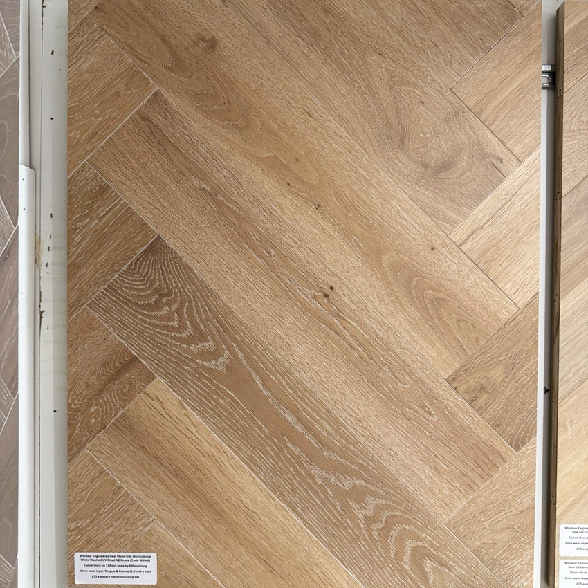 Windsor Engineered Real Wood Oak Herringbone White Washed UV Oiled